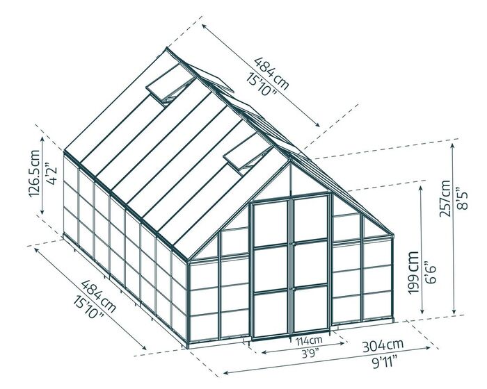 Växthus Balance 14,3 m² Silver Canopia by Palram